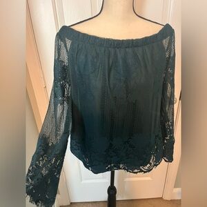 Emerald Green Arizona Jean Company Off-the-Shoulder Lace top - Women's Large